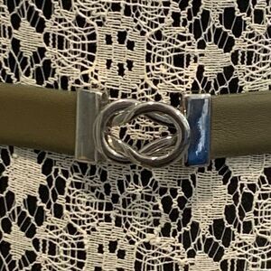 Talbots Green leather and Silver Belt with Circular Buckle